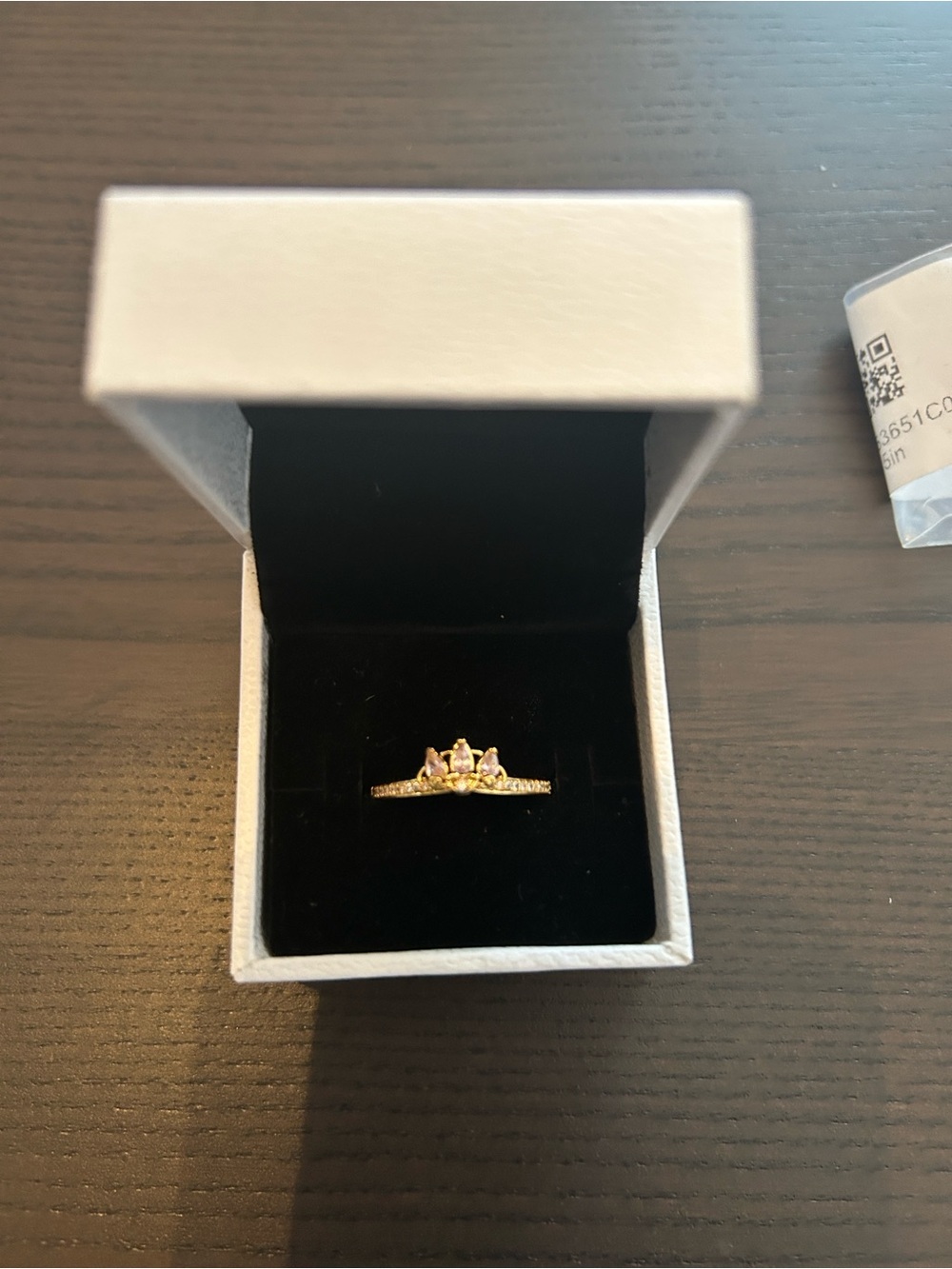 Pandora Gold Crown Ring with Clear Stones